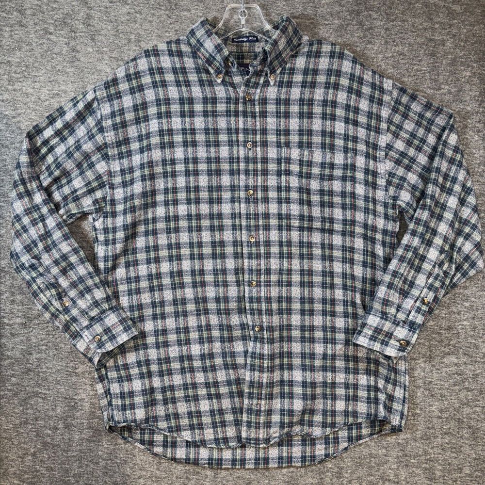 Gant Mens Cambridge Plaid Flannel Button Down Shirt Green Gray Long Sleeve‎ Sz M